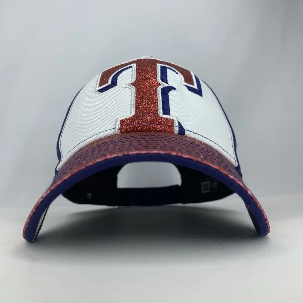 Texas Rangers Hat Shimmer Red Glitter MLB New Era 9Forty Adjustable Baseball Cap